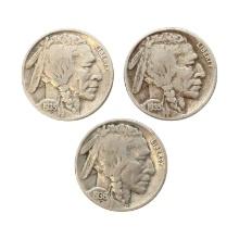 Lot of 3 Buffalo Head Nickels - 1935(2), 1936