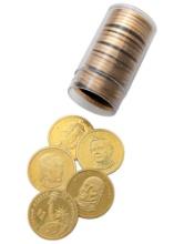 Tube of 25 Mixed Presidential Dollars 1 of 2