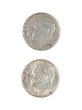Lot of 2 Silver Roosevelt Dimes - 1959-D, 1964