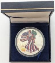 Colorized 1999 American Silver Eagle Dollar w/ Case & Box