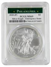PCGS 2020-P MS69 American Silver Eagle Dollar - Emergency Issue