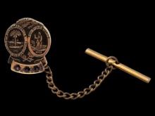 Vintage 10K Gold filled South Carolina Seal Tie Tack w/ Chain - 5.26g