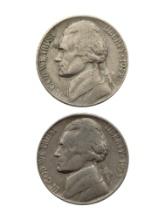 Lot of 2 Jefferson Nickels - 1952-S, 1953-S