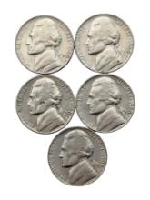 Lot of 5 - 1968-S Jefferson Nickels
