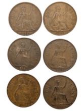 Lot of 6 UK One Pennies - 1961-1966
