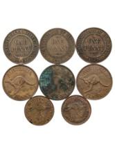 Lot of 8 Australia Coins - 1913-1943