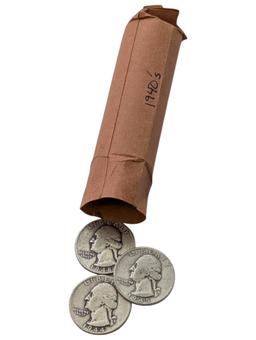 Roll of 40 Silver Washington Quarters - 1940s