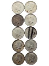 Lot of 10 Silver 1964 John F Kennedy Half Dollars