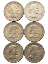 Lot of 6 - 1979 Susan B. Anthony Dollars