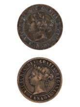 Lot of 2 Canada Cent - 1859, 1888