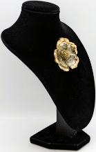 Vintage MJ Gold tone Flower Brooch
