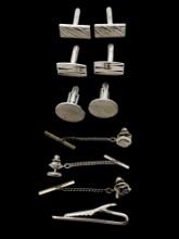 Lot of Silver tone Men's Accessories - Tie Pins, Cufflinks, etc.
