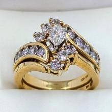 FEATURE 14k Gold Diamond Engagement Ring and Fitted Band -1.52 Carats Stunning!