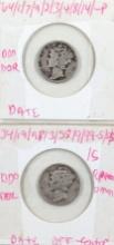 Lot of 2 Silver Mercury Dimes - 1938, 1939-S