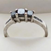 Sterling Silver Black Dazzling Rock Ladies Ring