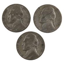 Lot of 3 Silver 1943 War Nickels