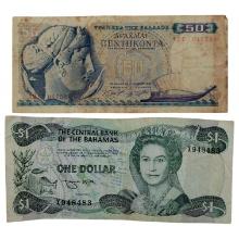 Lot of 2 Foreign Currency - Greece, Bahamas
