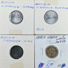 Lot of 4 Foreign Coins - Austria, Greece