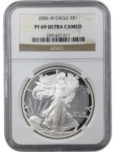 NGC 2006-W PR69 American Silver Eagle Dollar - Proof Ultra Cameo