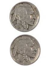 Lot of 2 Buffalo Head Nickels - 1935, 1936