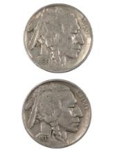 Lot of 2 Buffalo Head Nickels - 1936, 1937