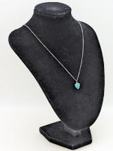 Sterling Silver Blue Enamel Miraculous Medal Ladies Necklace