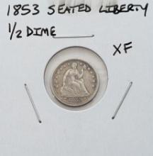 1853 Silver Seated Liberty Half Dime - XF