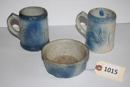 Set of Pottery Mugs and Bowl