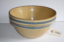 Crock bowl-white & blue stripe