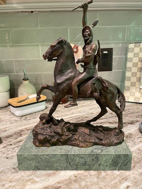 Frederic Remington Bronze Sculpture-Scalp - Indian on Horseback