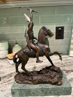 Frederic Remington Bronze Sculpture-Scalp - Indian on Horseback