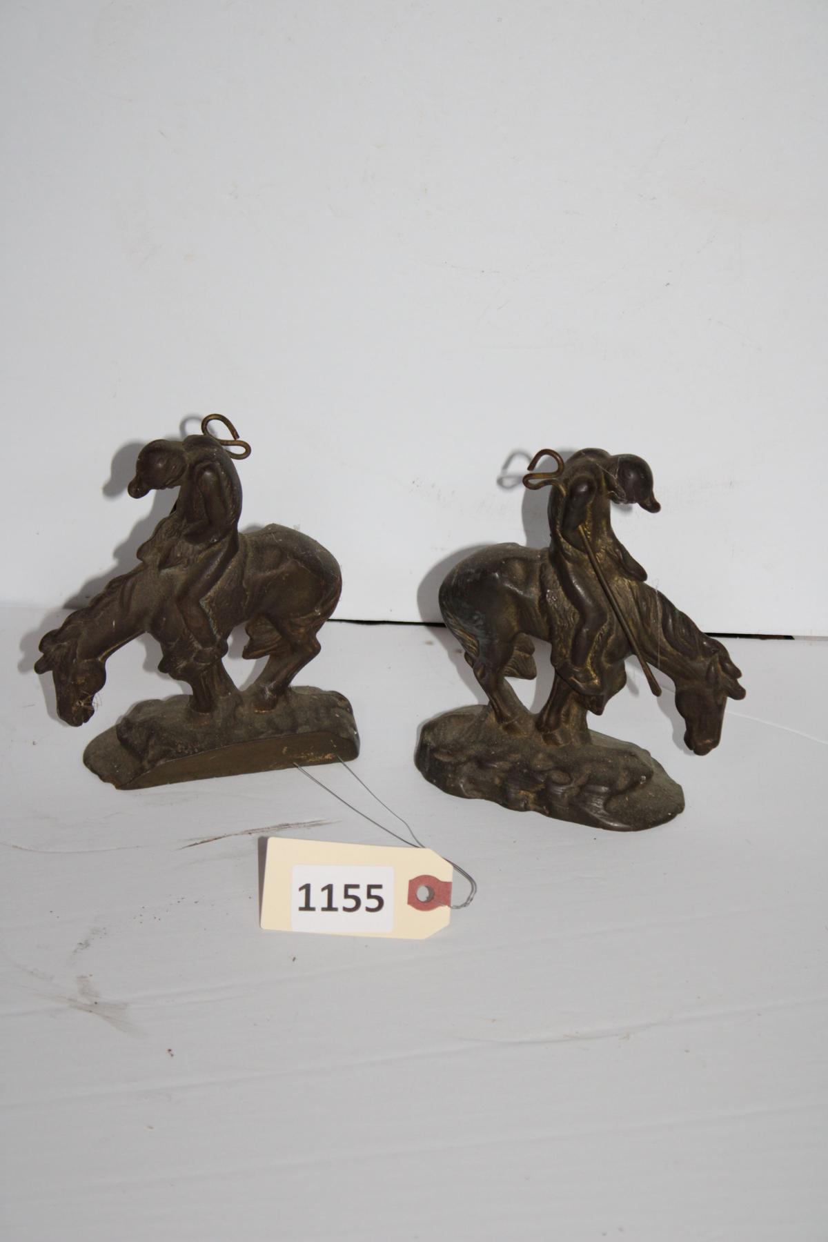 Pair Metal Bookends/Art