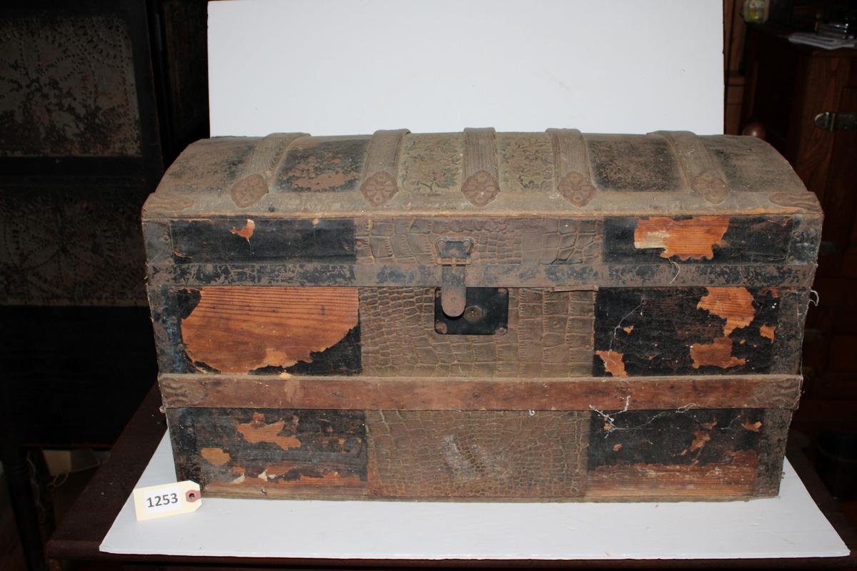 Wooden Trunk & Contents