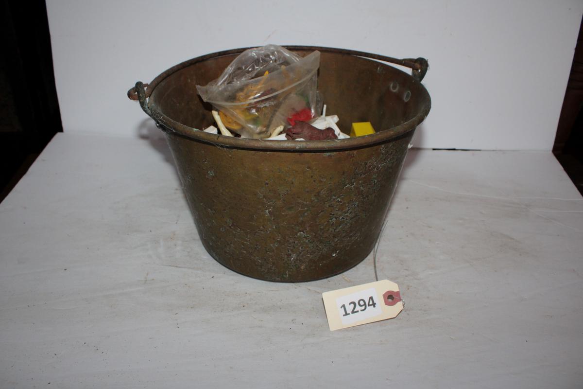 Metal Bucket and plastic farm toys