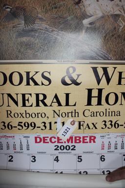 December 2002 Brooks & White Funeral Home wall calendar