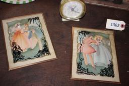 Antique Prints, Rooste Clock, Mother's Poem, Table Clock
