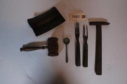 Antique tools, wooden mallet