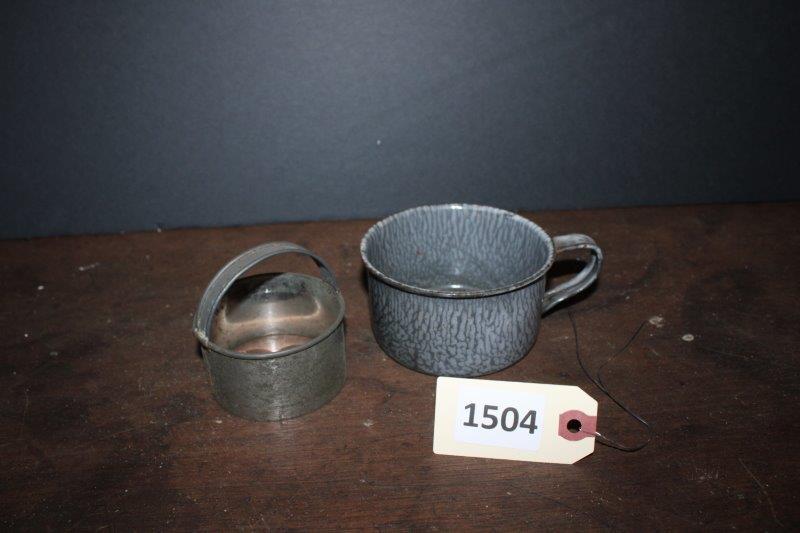 Enamel cup and buscuit cutter