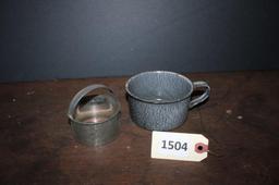 Enamel cup and buscuit cutter