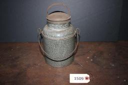 Grey enamel pail with lid