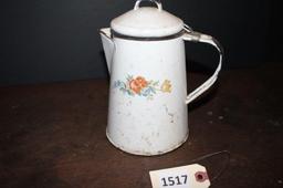 White floral enamel coffee pot