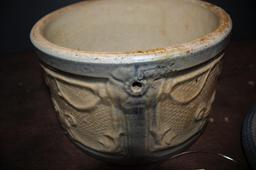 Stoneware bucket with lid, no handle, salt glaze