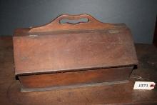 Antique Wooden Tote with Double Sided Lids