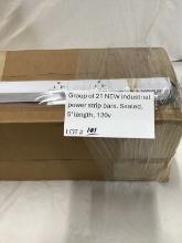 Group of 21 New Industrial power strip bars, Sealed, 5' length, 120v
