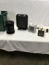 Group of 4 high quality electric small space heaters, tote included