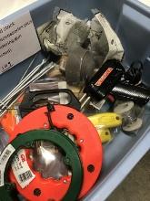 Box of NEW old stock hardware & accessories plus electric soldering gun, tote included