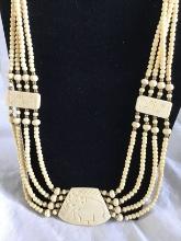 Antique African Bone Necklace with large elephant emblem