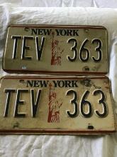 Pair of New York Vintage license plates