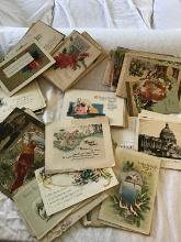Group of 87 early Americana Holiday and Seasonal Cards and Postcards (original)