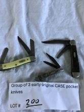 Group of 3 early original CASE pocket knives